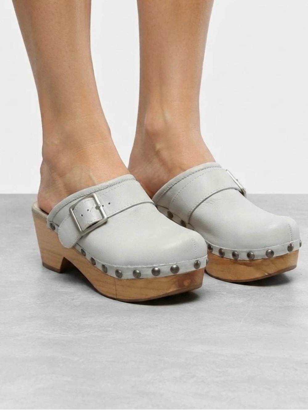 Free People Culver City Clog in the color cloud(off white blue hue)in size 41